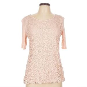 Soho New York & Company Pink Lace Overlay Top - Size L